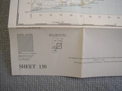 Vtg Ordnance Survey map Cloth Sheet 150 Ipswich Clacton Suffolk 1″=1 mile 1956