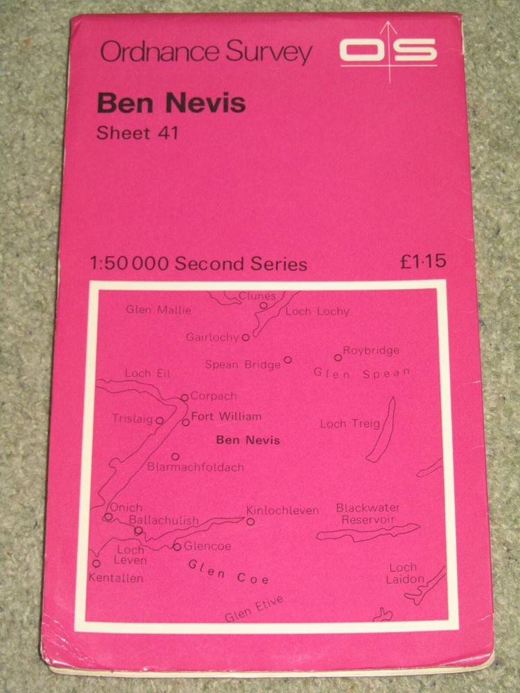 OS Ordnance Survey Landranger Map Sheet 41 Ben Nevis – 1976