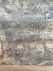 Vintage 1957 OS Large Scale National Grid Map Of Plymouth & Devonport