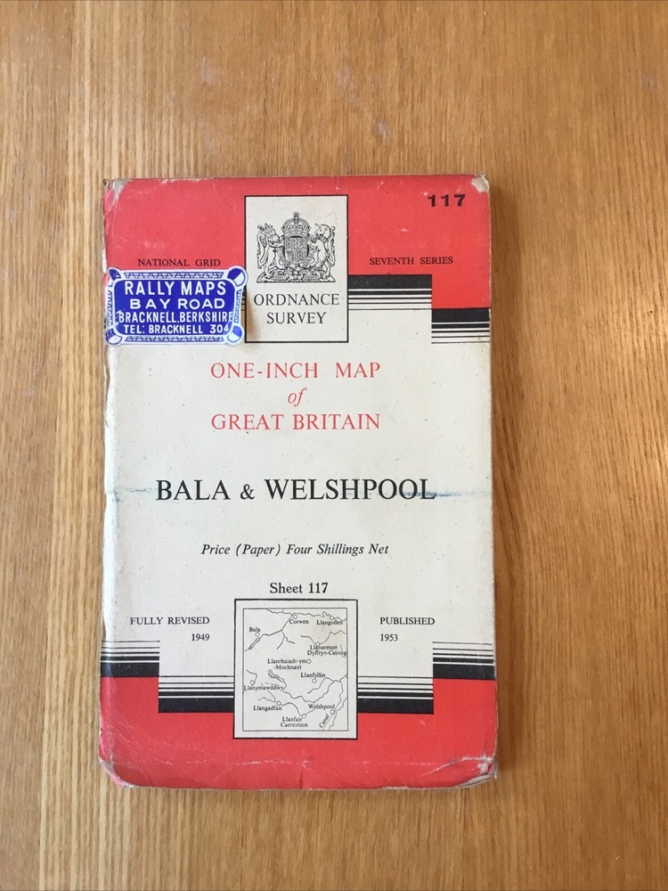 1953 Ordnance Survey One Inch Seventh Series Map 117 Bala And Welshpool