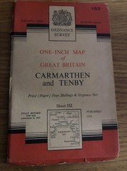 Ordanance Survey map 1” 7th Series – Carmarthen And Tenby- Published 1952