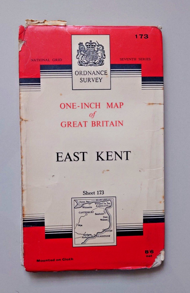 East Kent Ordnance Survey Seventh Series One inch 1966 Sheet 173 Folding Paper