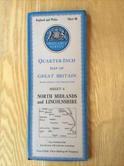 1946 Ordnance Survey Quarter Inch Cloth Map 6 North Midlands And Lincolnshire