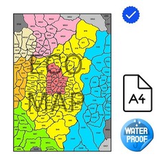 POSTCODE MAP of Birmingham Postal District Area & Surroundings, A4 LAMINATED MAP