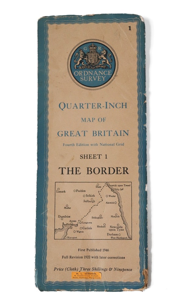 THE BORDER England Ordnance Survey Map CLOTH Sheet 1 – Quarter Inch 4th Ed 1946