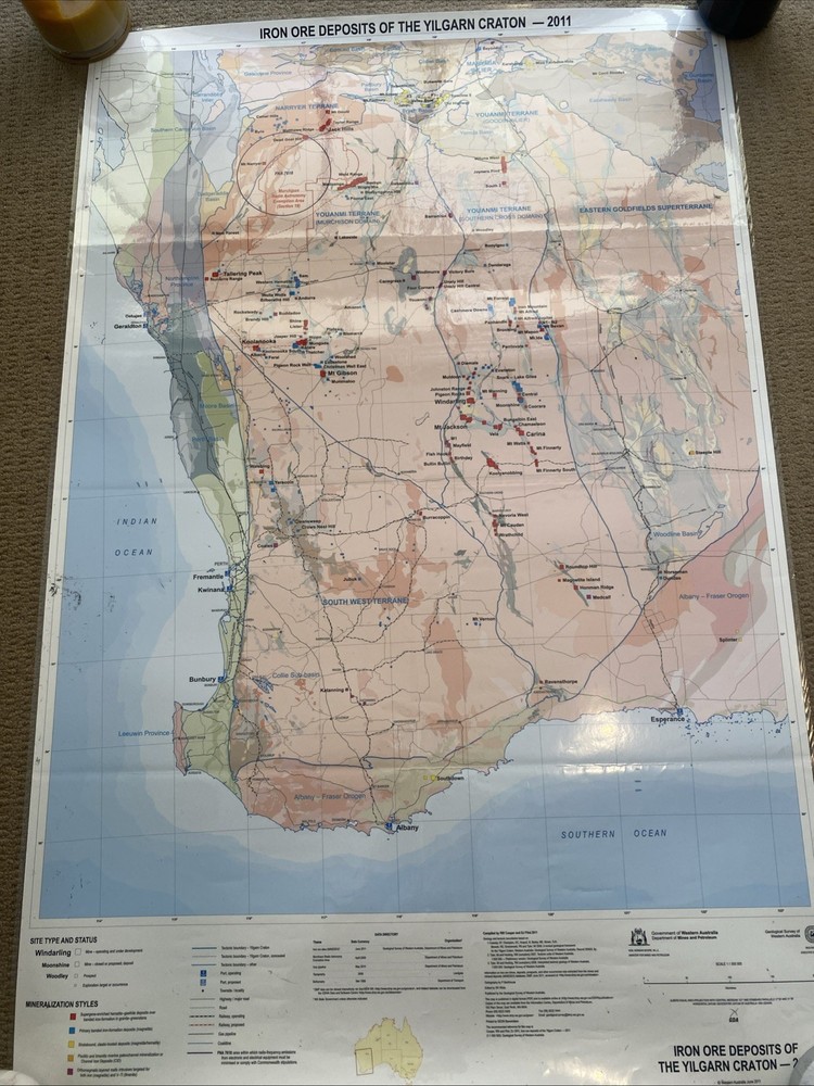Iron Ore Deposits Of The Yilgarn Craton Wall Map 2011 99x66cm