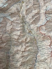 Vintage 1951 Large Map Of SAN BERNARDINO SWITZERLAND, VGC