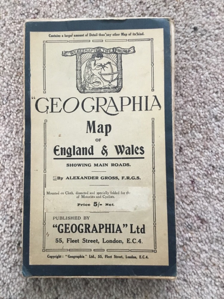 Vintage Geographia paper Map of ENGLAND & WALES,, 1920’s approx