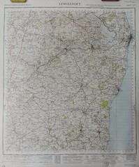 Ordnance Survey Map – Lowestoft. (1946). 1 Inch = 1 Mile. 73cm x 90cm. VGC