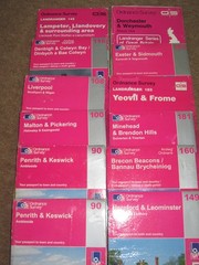 OS Ordnance Survey Landranger maps, surplus stock to clear – good condition