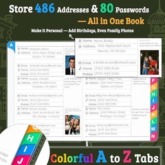Address Book with Colorful Alphabetical Tabs (4.7″ X 6.2″) – Sage Green