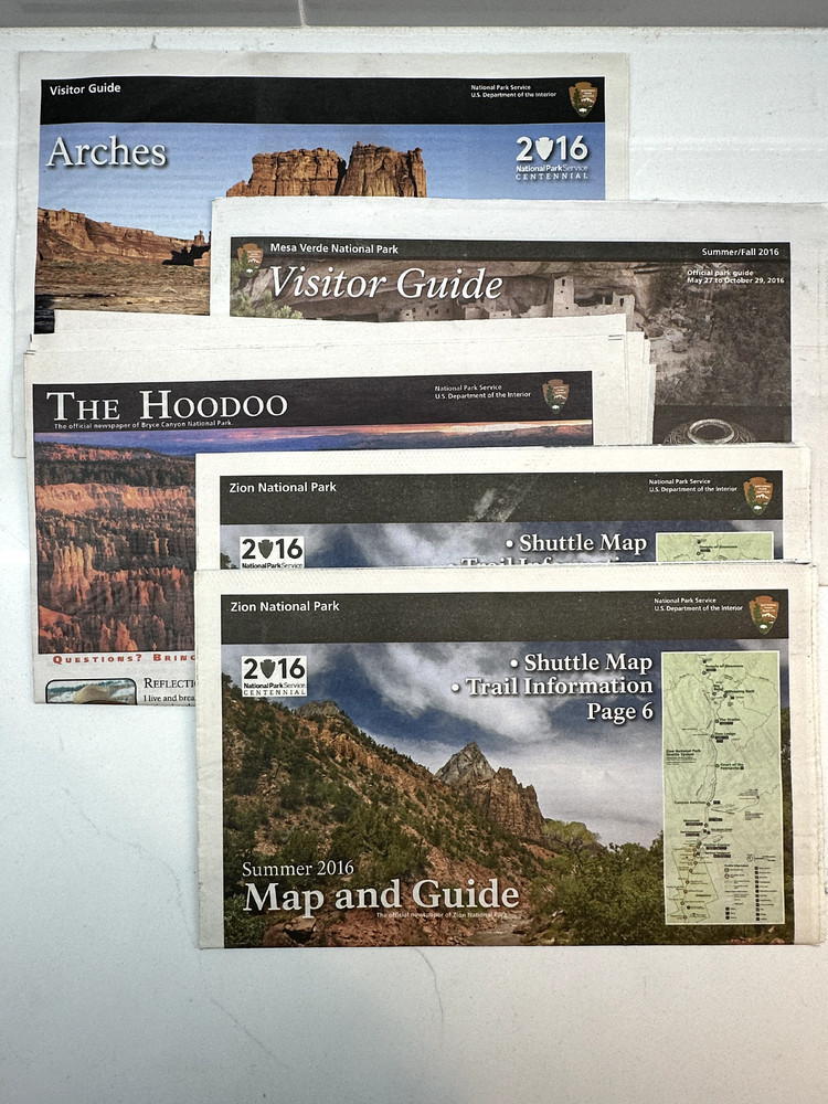 Lot of 5 National Parks Map & Guide 2016