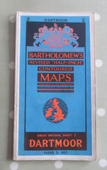 VINTAGE BARTHOLOMEW’S MAP DARTMOOR REVISED HALF-INCH CONTOURED PAPER 1955