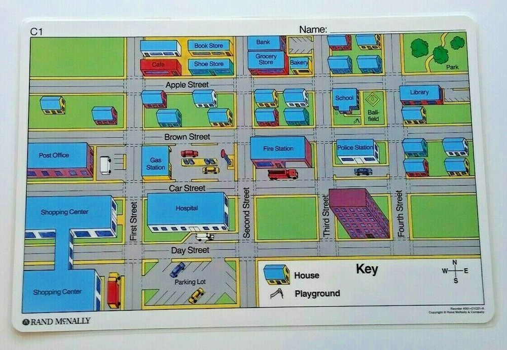 Town & Farm Town Beginning Geography Desk Map Learning Tool C12 Grade K 1 2 3+