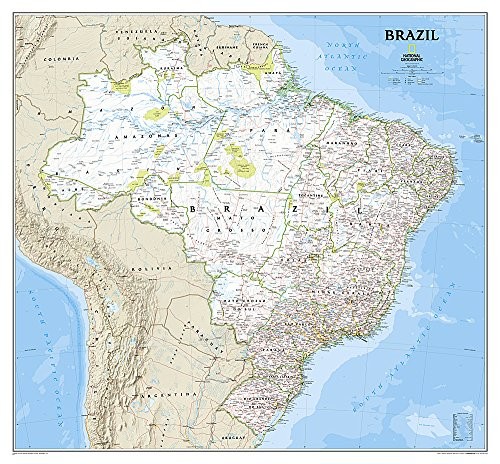 BRAZIL CLASSIC [TUBED] (NATIONAL GEOGRAPHIC REFERENCE MAP) **BRAND NEW**