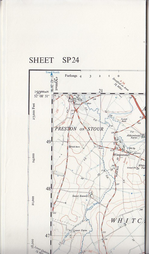 Ordnance Survey 1:25,000 First Series Map Sheet SP 24 Shipston on Stour