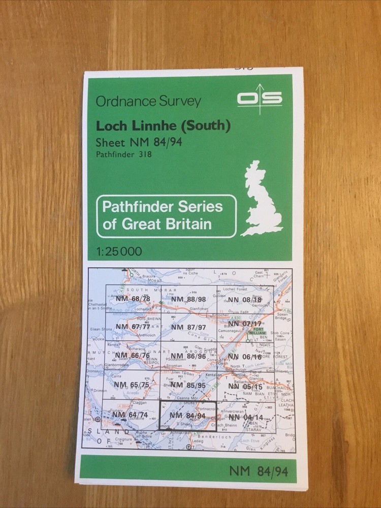 1979 Ordnance Survey Pathfinder Map 318 NM 84/94 Loch Linnhe South
