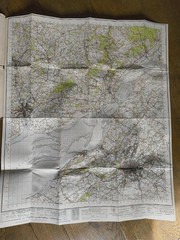 OS Ordnance Survey One Inch Cloth Map, Bristol Newport 155 1946
