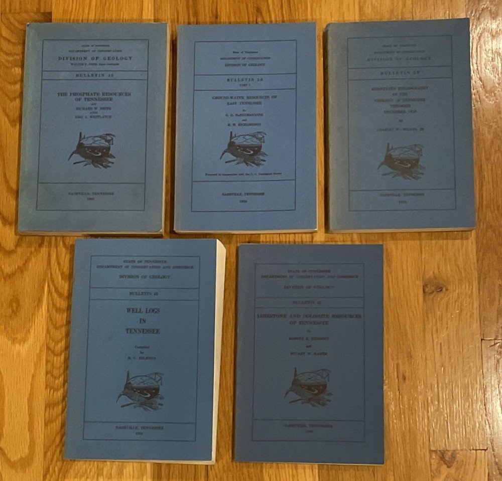 5-Vintage Division Of Geology Tennessee Bulletin/Booklets, Fold Maps 1940-63