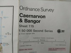 Caernarfon & Bangor Ordnance Survey 1:50000 Sheet Map No 115 1974