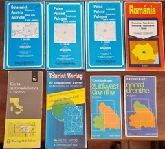 8 x Old European road maps. 70s to 90s.Poland,Berlin,Holland,Italy,Austria etc