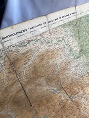 Vintage John Bartholomew Tourist & Cycling Map Mounted On Cloth Harrogate Dales