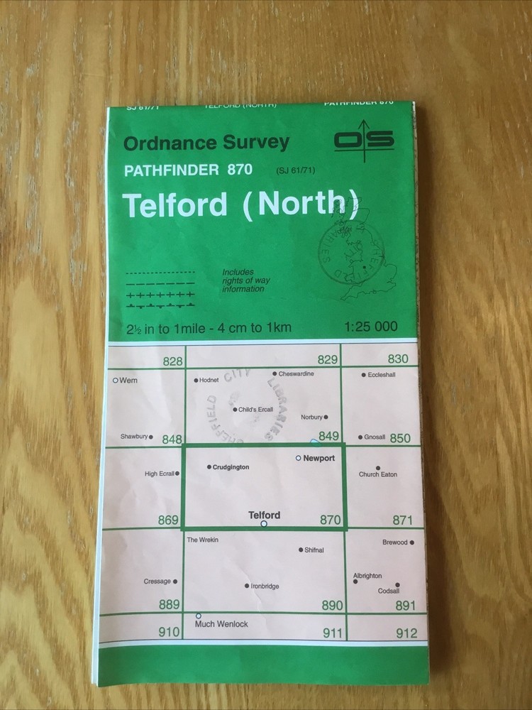 1994 Ordnance Survey Pathfinder Map 870 SJ 61/71 Telford North (incl Newport )