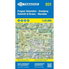 Italy Pragser Dolomiten Dolomiti di Braies map 31 hiking walking cycle ski 1:25K