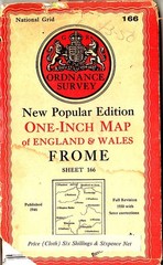 Ordnance Survey Cloth Map One Inch New Popular Ed Sheet 166 Frome