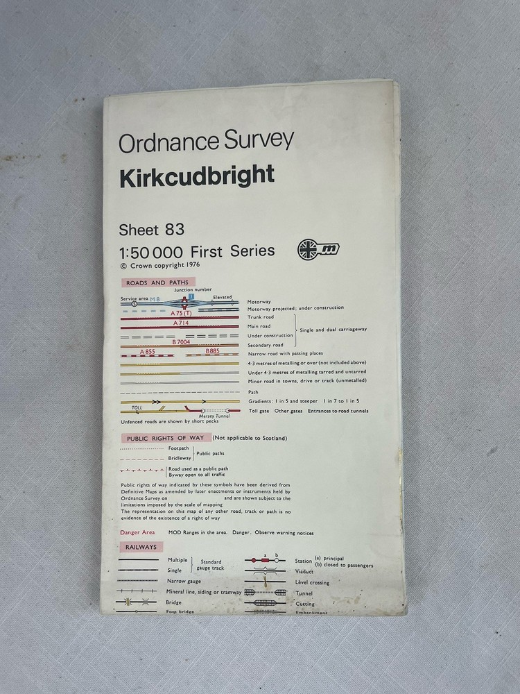 Vintage Ordnance Survey Map Sheet 83 Kirkcudbright First Series Master Copy