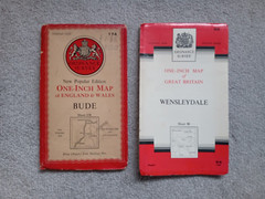 2 x Vintage & Old Ordnance Survey Maps BUDE & WENSLEYDALE
