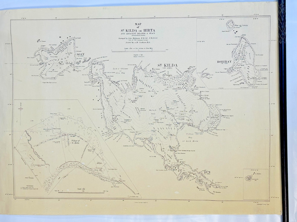 Vintage 1928 Ordnance Survey Map – St Kilda / Hirta & Islands, 850×595mm