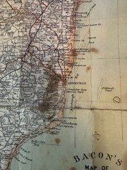 2 Vintage Bacon’s Motoring And Cycling Cloth Road Maps – Suffolk & Sussex