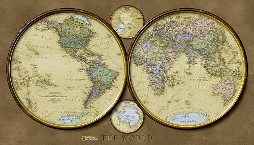 Nat Geo Maps World Hemispheres Map [Laminated] (Map) (UK IMPORT)