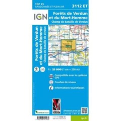 France 1:25K map 3112ET: Forets de Verdun et du Mort-Homme map