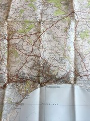 1937 Ordnance Survey One Inch Fifth Edition Cloth Map 140 Bournemouth & Weymouth