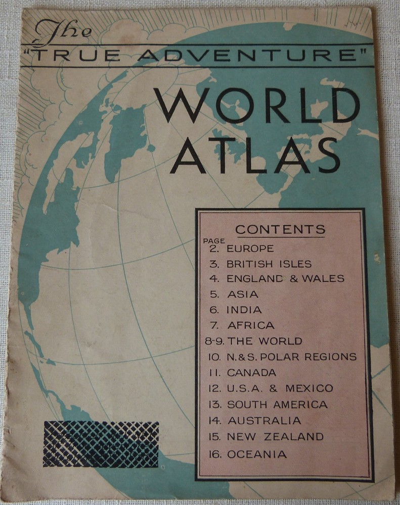 Rare The True Adventure World Atlas Presented With No.1 of “True Adventure” 1933