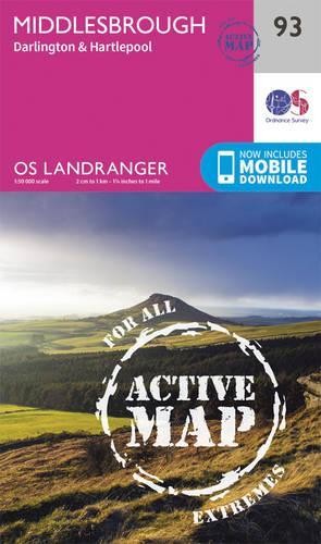 Middlesbrough, Darlington & Hartlepool (Map) OS Landranger Active Map