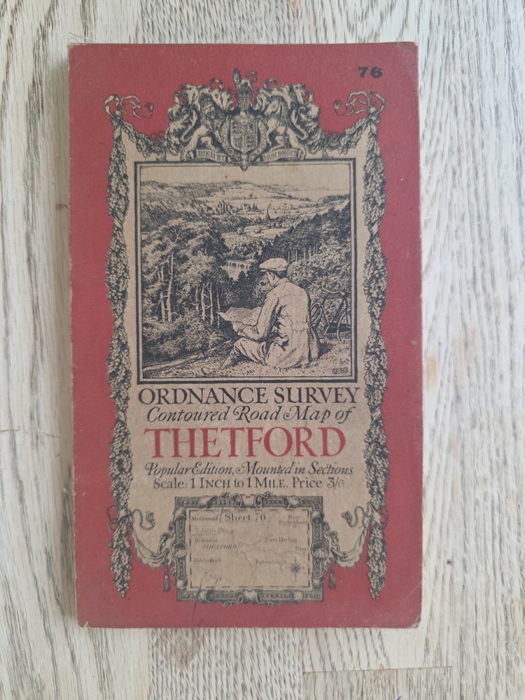Ordnance Survey Thetford 1920 Sheet 76 Contoured Road Map