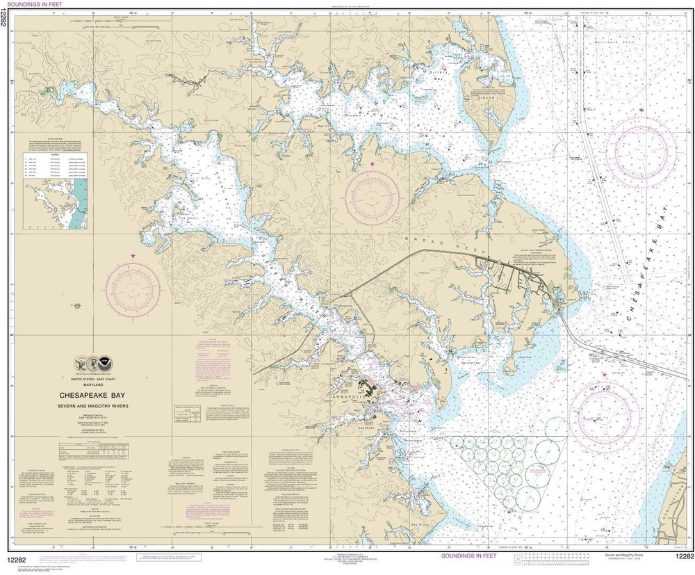 Chesapeake Bay Severn and Magothy Rivers | Waterproof NOAA Chart 12282