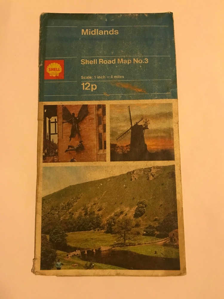 Vintage Shell Road Map No. 3 Midlands 1972 Road Atlas Map Memorabilia