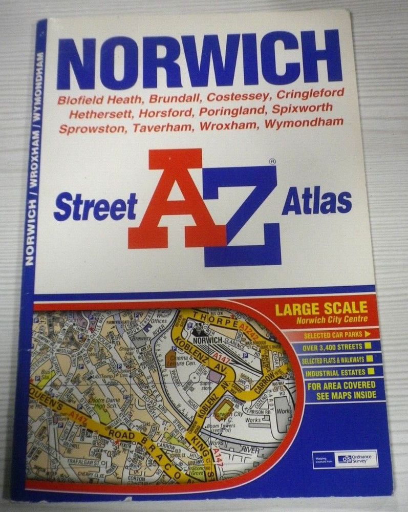 A-Z Norwich (Street Atlas & Index) Geographer’s Paperback Book