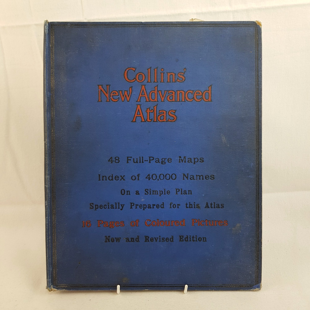 Collins New Advanced Atlas 48 Full Page Maps Antique Hardcover Book
