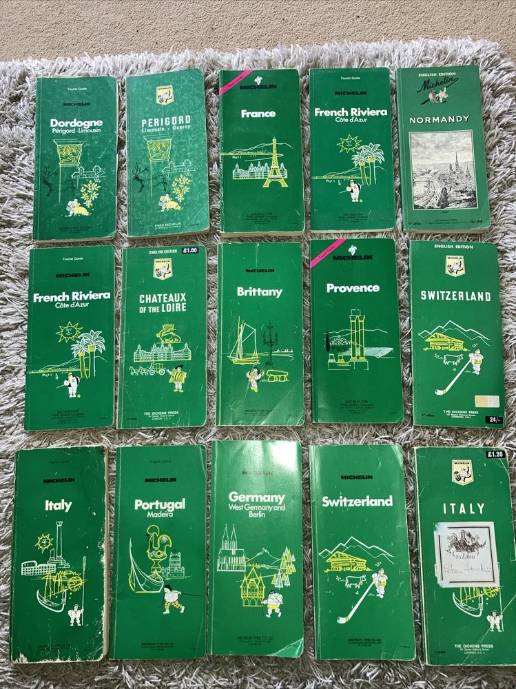 Tourist Guides Of Europe X15 Vintage Michelin Mainly France with Maps Travel