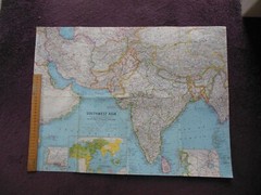 3x Vintage 1963 National Geographic sheet maps Canada Australia India-S W Asia