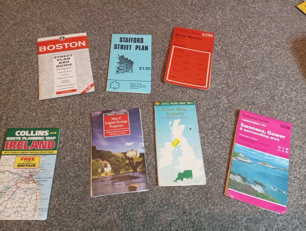 Vintage UK & Ireland Maps Bundle – OS, Shell, Collins, Street Plans