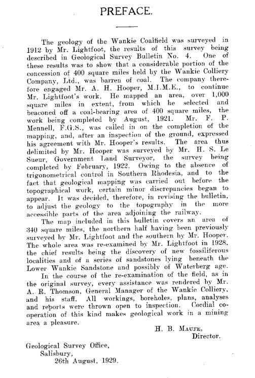 Rhodesia (Zimbabwe ) Geological Survey Bulletin No. 15 (1929) Hwange Coalfields