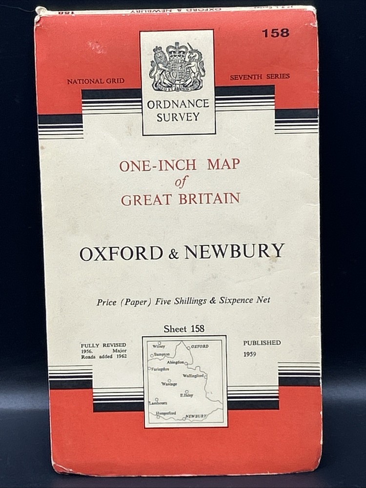 Vintage Ordnance Survey One Inch Oxford & Newbury Map On Paper Seventh Series