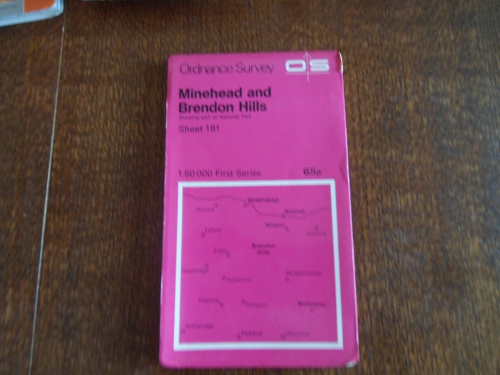 Ordnance Survey OS Old & Vintage Map 181 Minehead and Brendon hills 1974