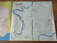 Vintage France Fold Out Road Map, General Map, Paris Map, Tourist Map